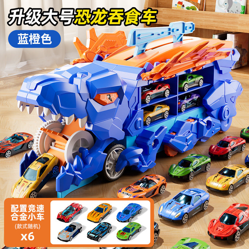 Cross-Border New Product Dinosaur Swallowing Car Folding Ejection Sliding Track Storage Alloy Car Children's Educational…