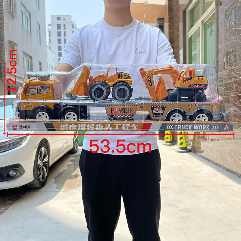 Free shipping children's toy boy excavator engineering truck suit bulldozer hook mixer car oversized gift box - 362…