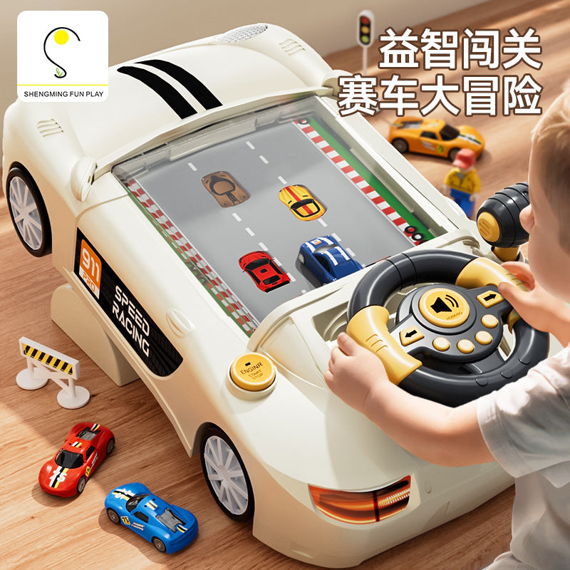 Early education story racing car to break through the big adventure game machine simulation multi-function steering wheel…