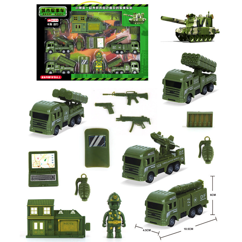 Children's engineering vehicle combination set inertia excavator mixer crane series bulldozer model toy foreign trade…