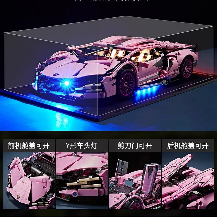 Lamborghini Sports Car Green Bull Assembly Building Blocks Mechanical Set Assembly Model Car Remote Control Boys' Toy…