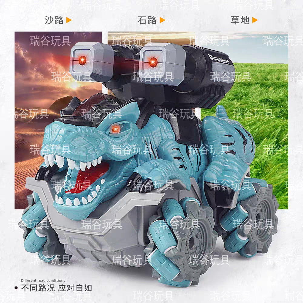 Cross-border remote control simulation dinosaur rampage stunt upright rotating lights children's cross-country climbing car…