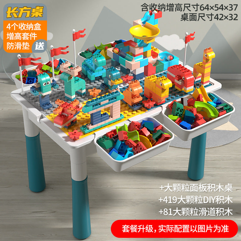 Large Particle Building Block Toys DIY Children's Multifunctional Building Block Table Educational Assembly Learning Table…