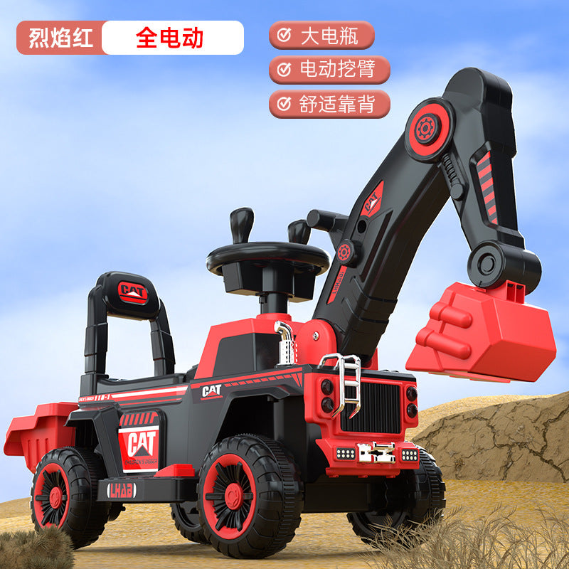 Children's Electric Excavator, Large Enough for Kids to Ride On, Suitable for Boys and Girls, Toy Construction Vehicle…