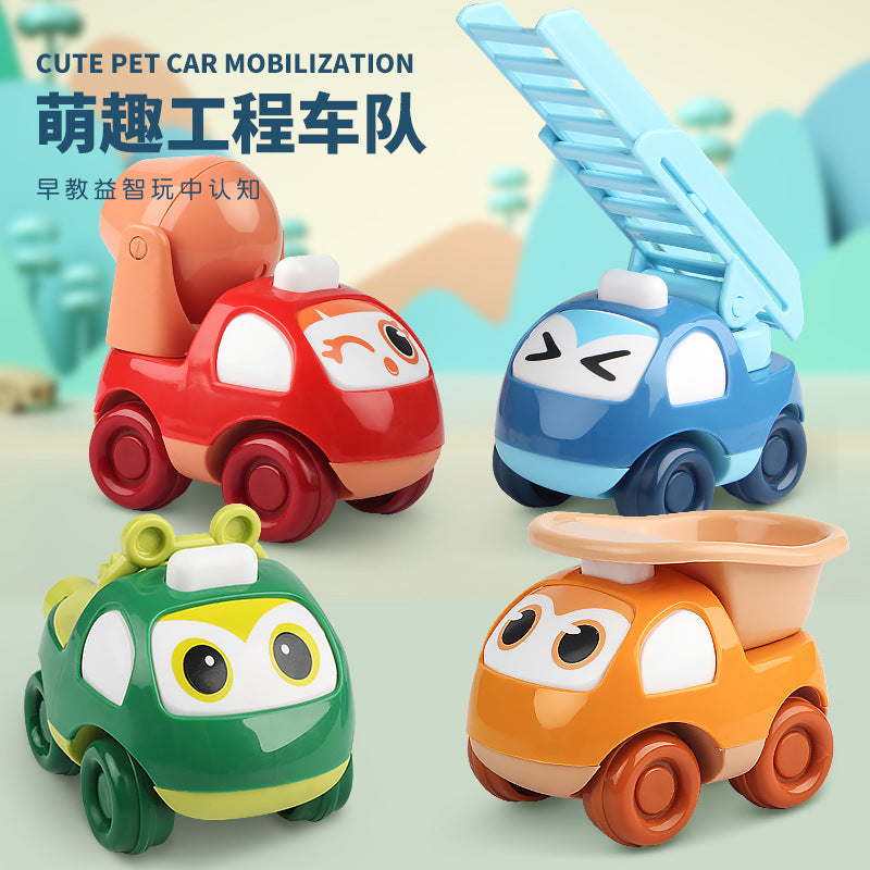 Chattering ground stall adorable engineering team inertia cartoon car variety of models without battery children's toys