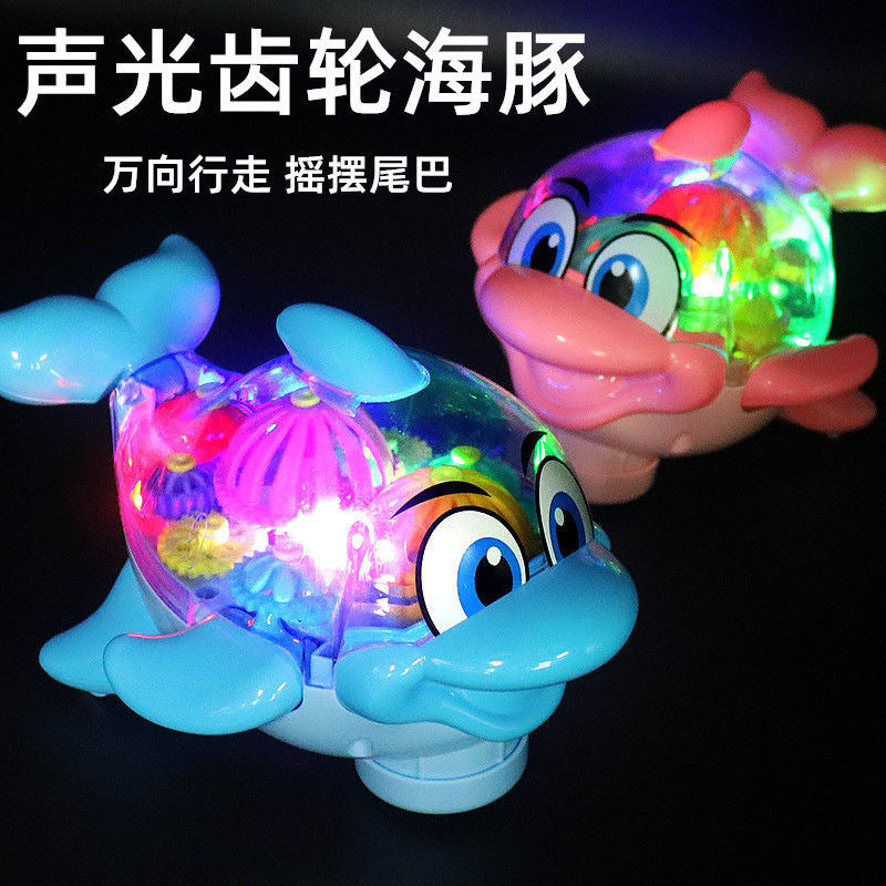 Factory In-Stock Children's Electric Gear-Dripping Dolphin Toy with Cool Lights and Music, Popular Gear Fish Toy Wholesale…