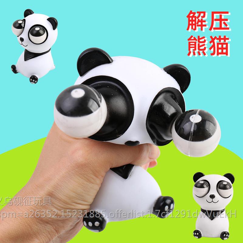 Pop-Eyed Panda Stress Relief Plush Toy, Staring Bear, Squeezable Bear Plush Toy, Funny Prank Toy