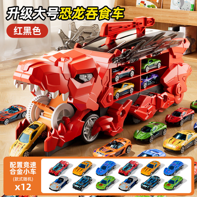 Cross-Border New Product Dinosaur Swallowing Car Folding Ejection Sliding Track Storage Alloy Car Children's Educational…
