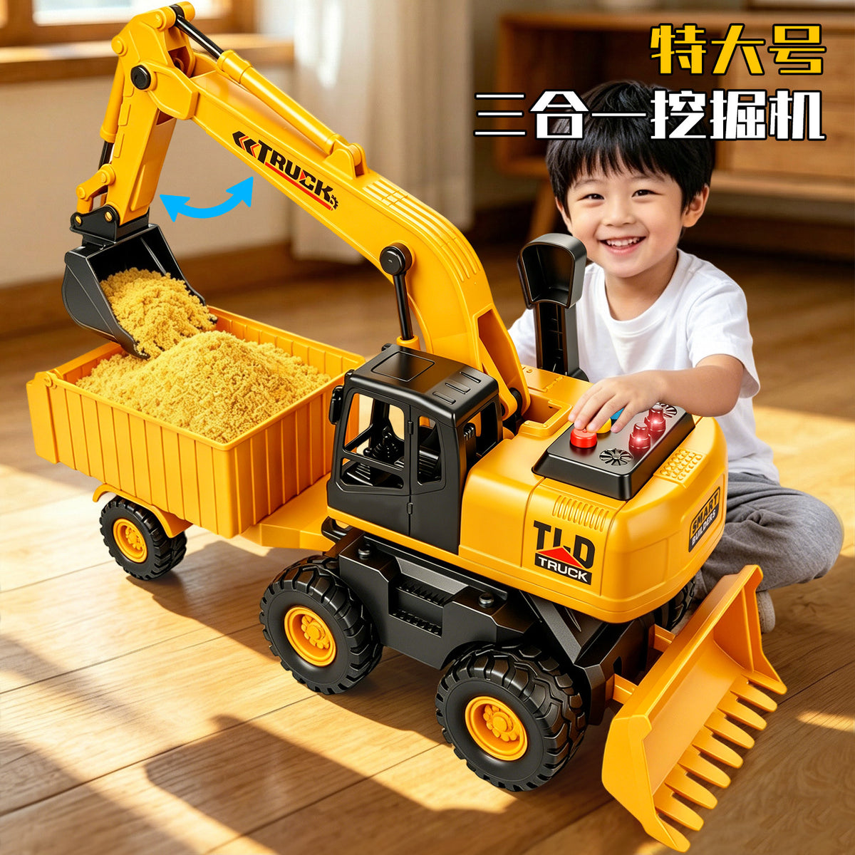 Large Electric Sound and Light Engineering Vehicle for 2-6 Year Old Babies, Children's Gear-Turning Excavator, Early…