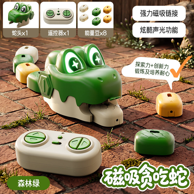 Remote-controlled magnetic snake game, a two-player interactive battle game, a children's electric food-eating car battle…