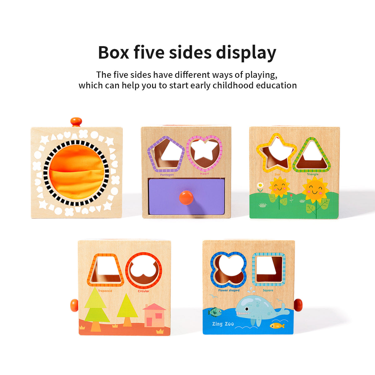 Cross-Border Children's Educational Montessori Multifunctional Coin-Operated Building Blocks Sensory Touch Box Shape…