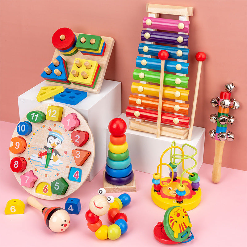 Early Education Benefit Intelligence Building Blocks Infant Children's Wooden Toys Wound Beads Xylophone Preschool…