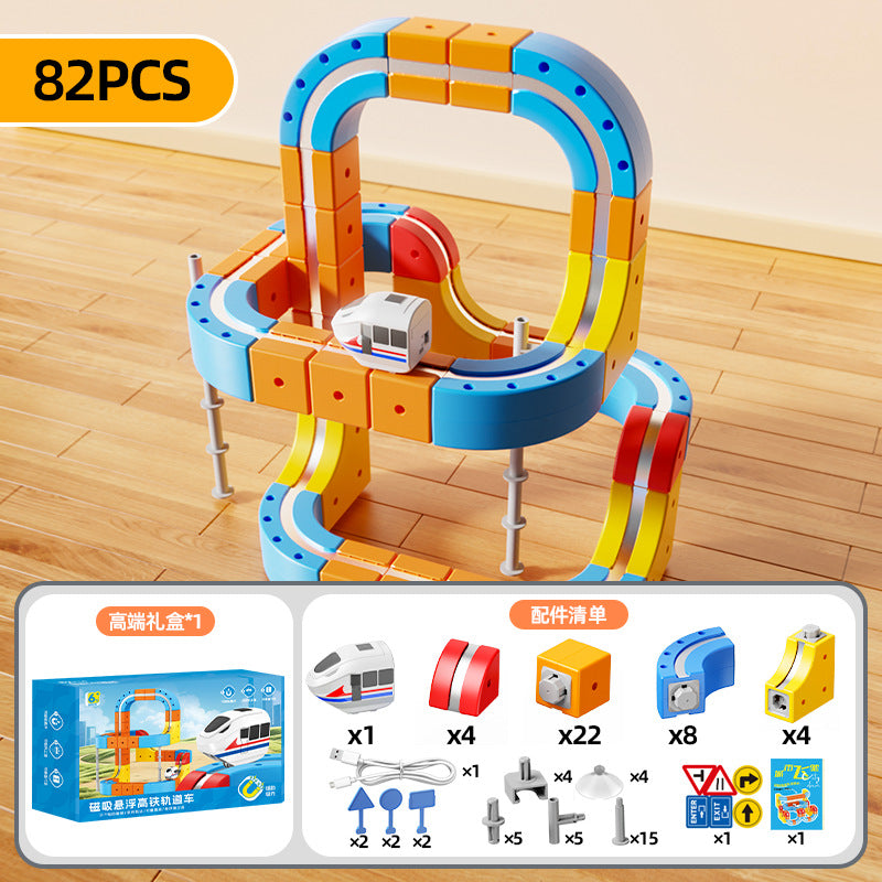 Cross-border Versatile Magnetic Track Car Children's Educational Toy Building Blocks Anti-Gravity Magnetic Suspension Train…