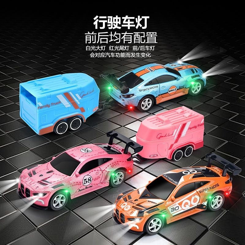 New 1:64 Mini High-Precision Alloy Dual-Mode Wireless Bluetooth Desktop Remote Control Car with Light and Adjustable Speed…