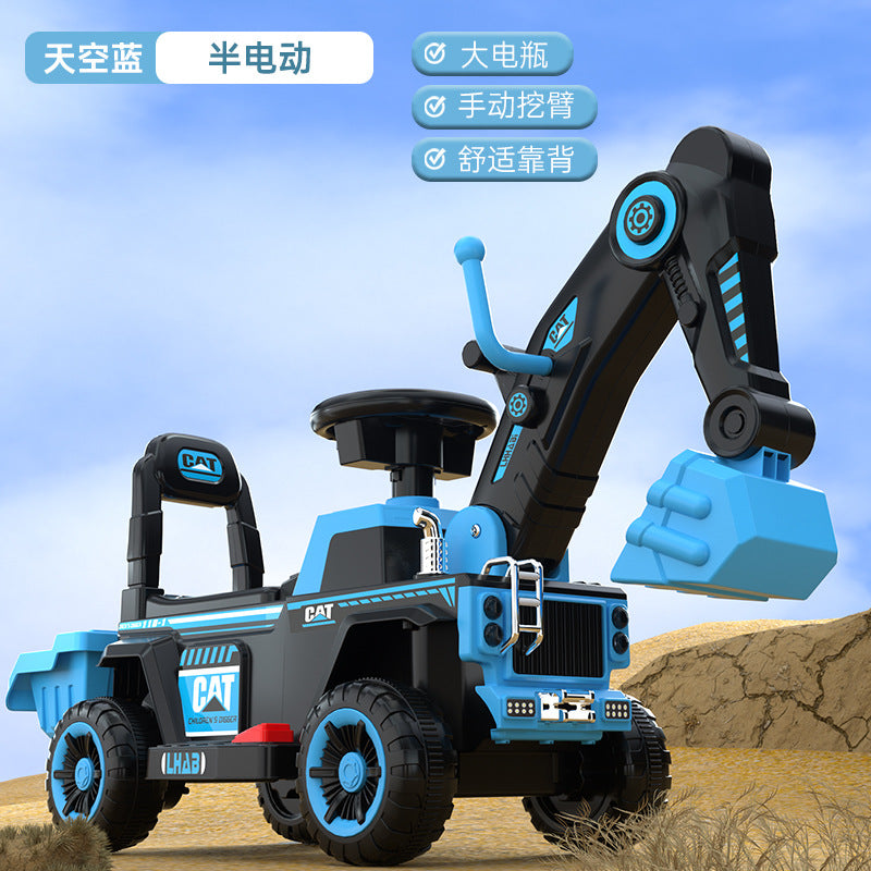 Children's Electric Excavator, Large Enough for Kids to Ride On, Suitable for Boys and Girls, Toy Construction Vehicle…