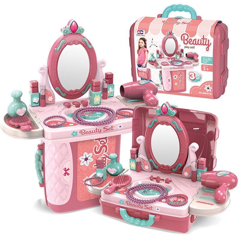 Children's Kitchen Tableware Dresser Cashier Tools Doctor's Hand-held Suitcase Toy Set - 008-973a dressing table suitcase…