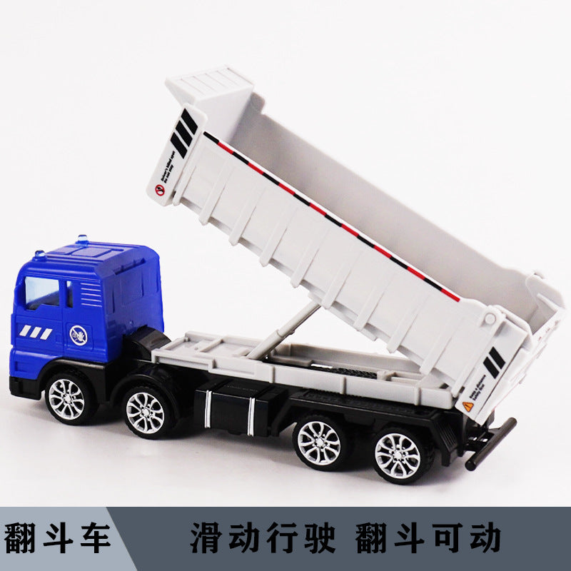 Delixin Kidsren's Rescue Trailer Artificial Flatbed Transporter Car Baby Educational Model Boy Toy Car - Blue dump truck