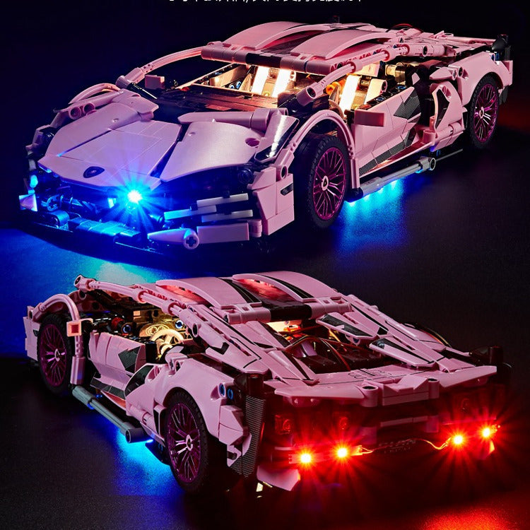 Lamborghini Sports Car Green Bull Assembly Building Blocks Mechanical Set Assembly Model Car Remote Control Boys' Toy…