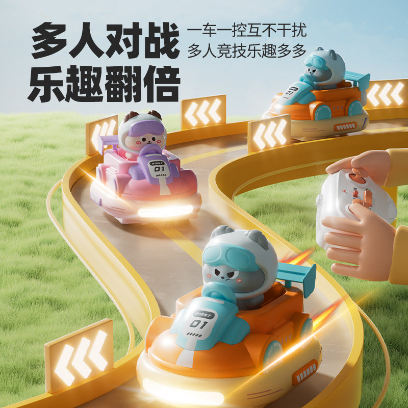 Children's cute remote control bumper car sound and light ejection robot 2.4G remote control war boy toy car - image 3
