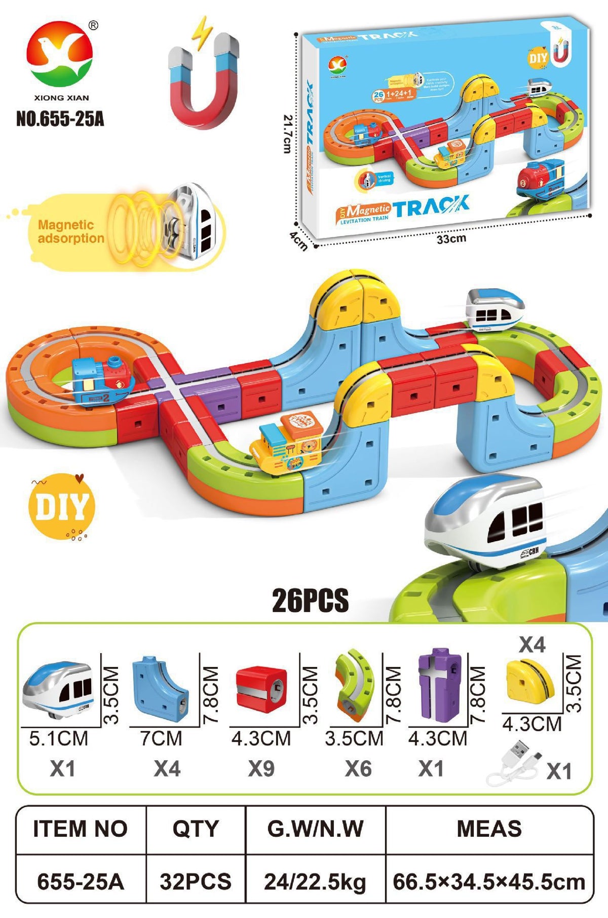 Cross-border Anti-Gravity Transformable Magnetic Track Car Children's Educational Magnetic Building Block Toy DIY Gift for…