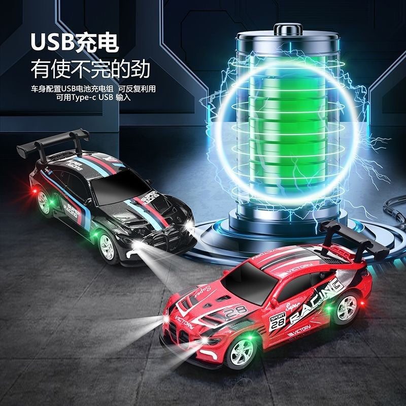 New 1:64 Mini High-Precision Alloy Dual-Mode Wireless Bluetooth Desktop Remote Control Car with Light and Adjustable Speed…