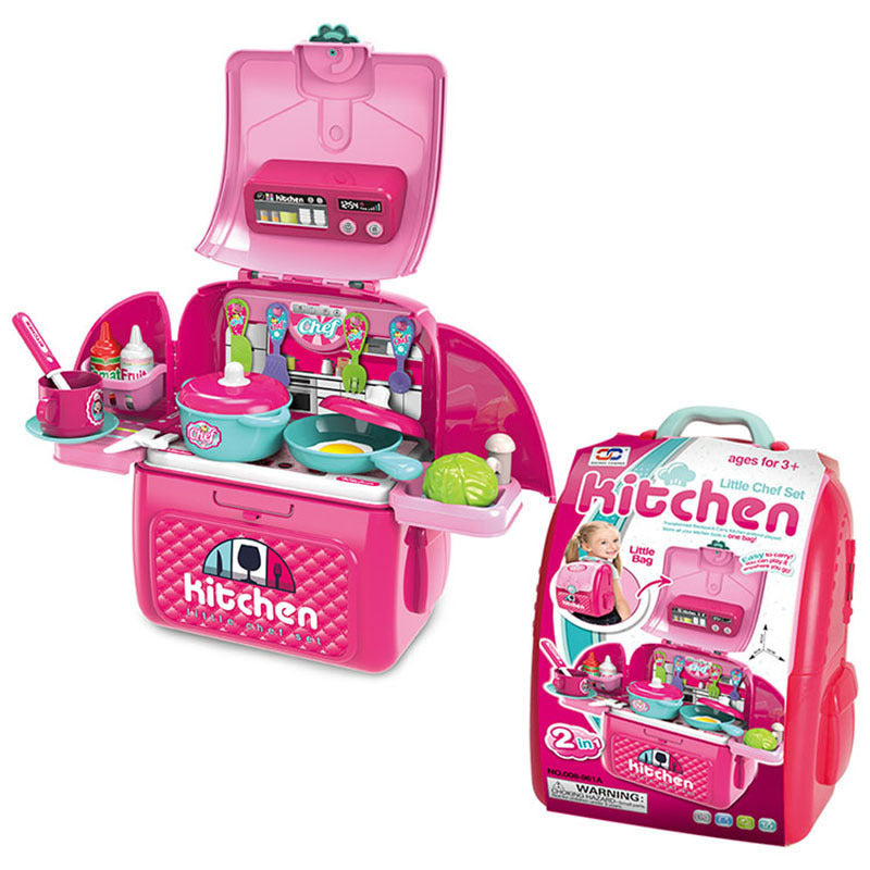 Children's Kitchen Tableware Dresser Cashier Tools Doctor's Hand-held Suitcase Toy Set - 008-961a kitchen backpack 0.66kg