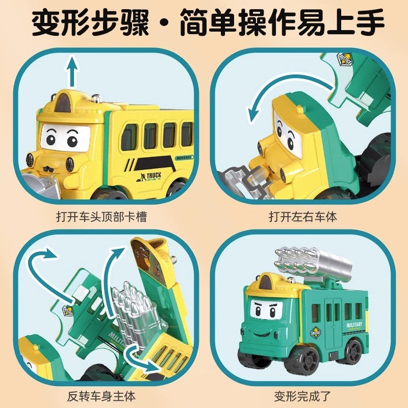 Transforming Toy School Bus Pull-Back Car for Children, Little Boys, and Babies' Birthday Gift - image 3