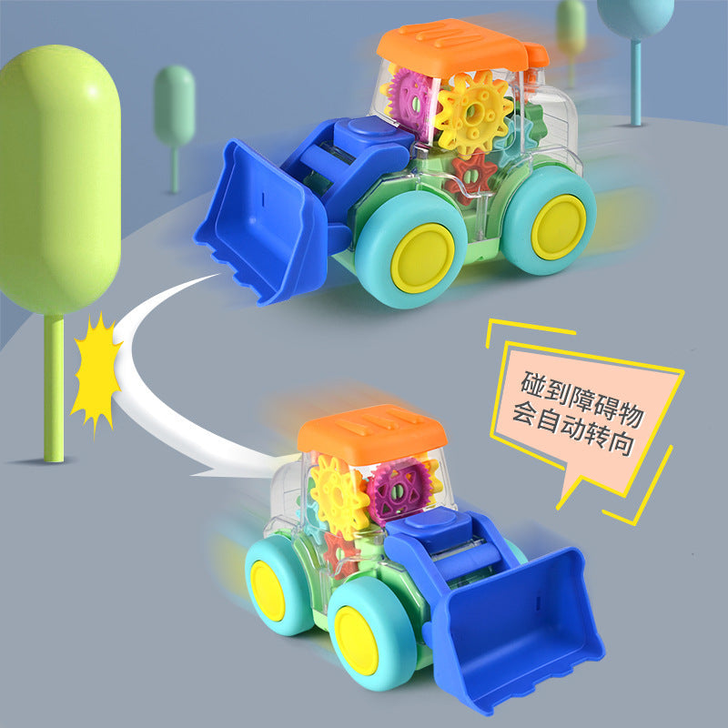 New Electric Universal transparent gear mixer crane mining engineering car light music cartoon children's toys - image 3