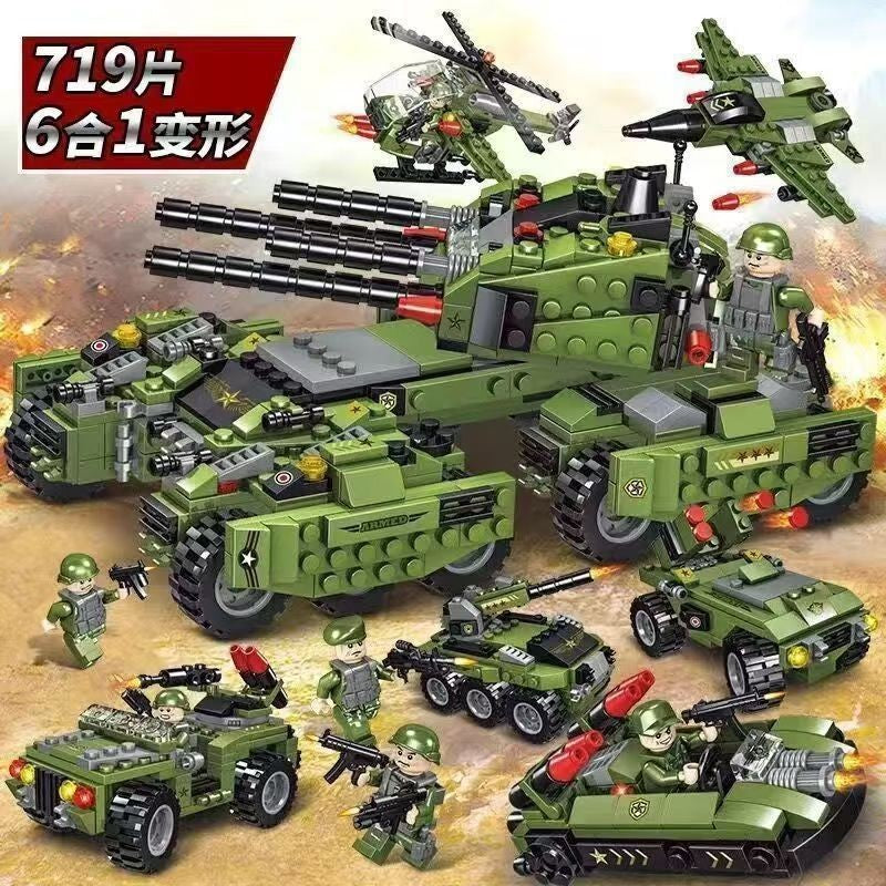Military Assembly Building Blocks Aircraft Carrier Destroyer Rocket Ship Small Particle Children's Educational Toys Boys'…