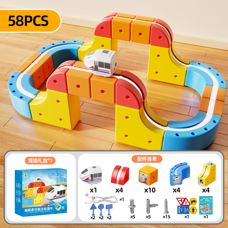 Cross-border Versatile Magnetic Track Car Children's Educational Toy Building Blocks Anti-Gravity Magnetic Suspension Train…