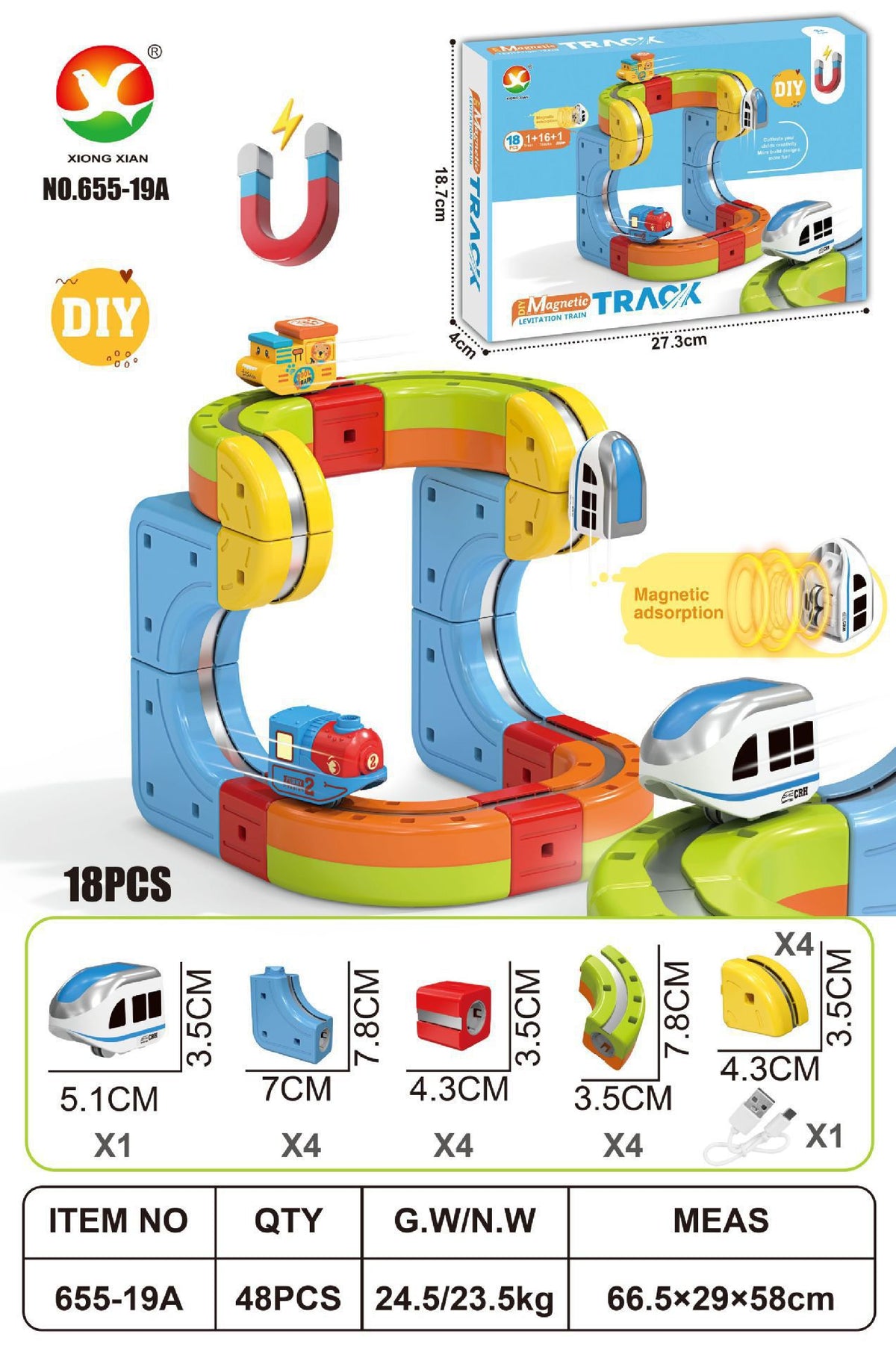 Cross-border Anti-Gravity Transformable Magnetic Track Car Children's Educational Magnetic Building Block Toy DIY Gift for…