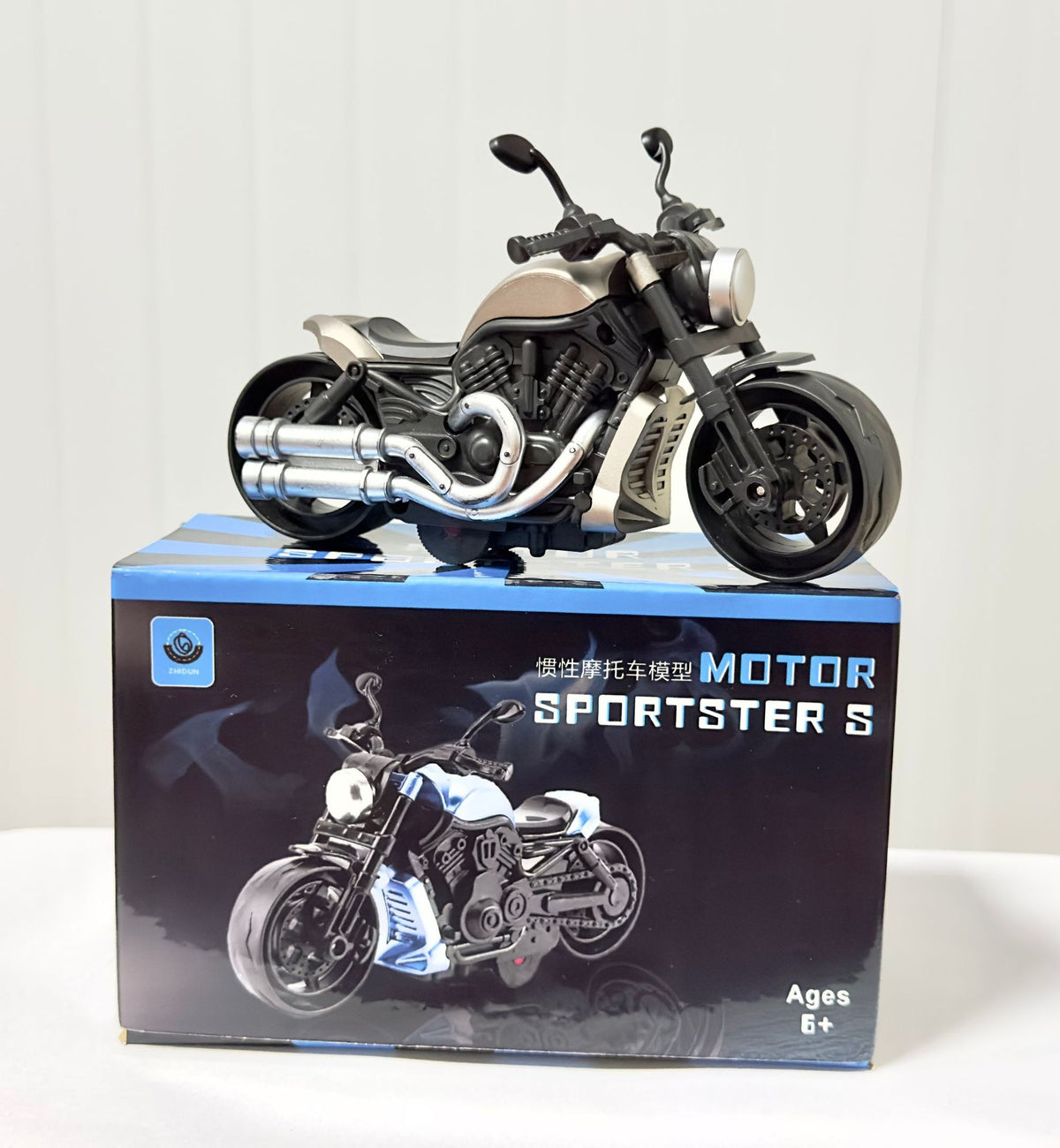 Inertia Toy Car, Simulated Motorcycle Model, Motorcycle Toy, Boy's Simulated Pull-Back Children's Toy - Silver gray inertia…
