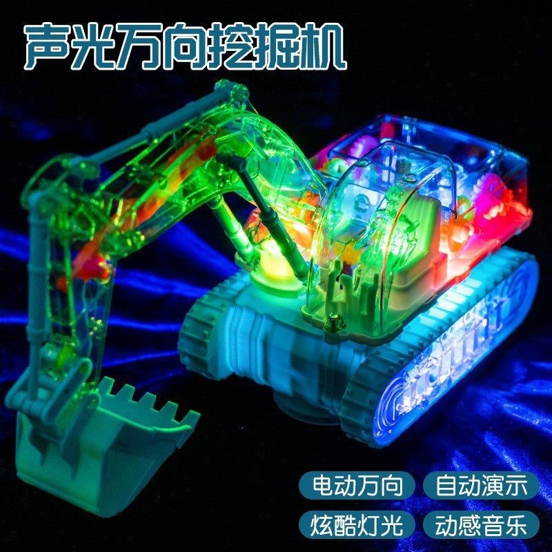 Large Electric Sound and Light Engineering Vehicle for 2-6 Year Old Babies, Children's Gear-Turning Excavator, Early…