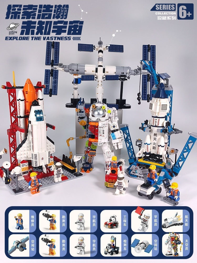 Military Assembly Building Blocks Aircraft Carrier Destroyer Rocket Ship Small Particle Children's Educational Toys Boys'…