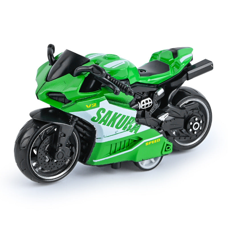 Cross-border generation children's toy boy baby simulation alloy motorcycle ornaments key chain model toy car - {green…