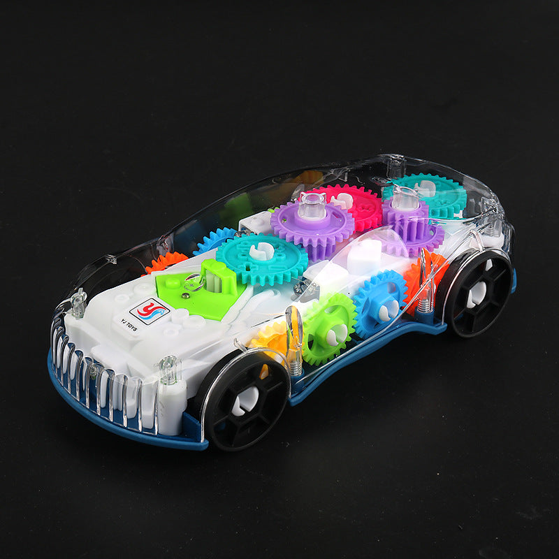 Cross-border Electric Universal transparent gear concept car Music light racing simulation model car children's puzzle…