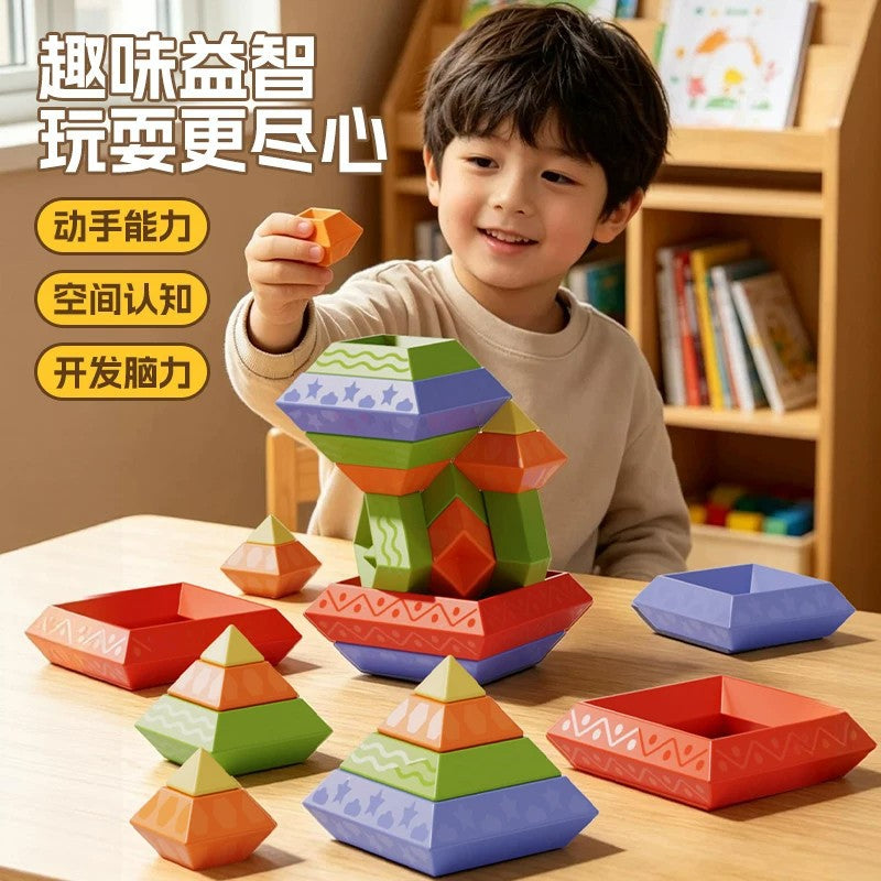 The Ever-Changing Luban Tower Pyramid Building Block Stacking Toy for 3-6 Year Old Children: Early Educational Toy for…