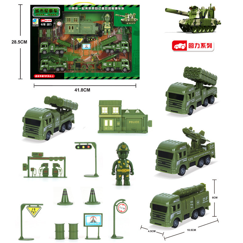 Children's engineering vehicle combination set inertia excavator mixer crane series bulldozer model toy foreign trade…
