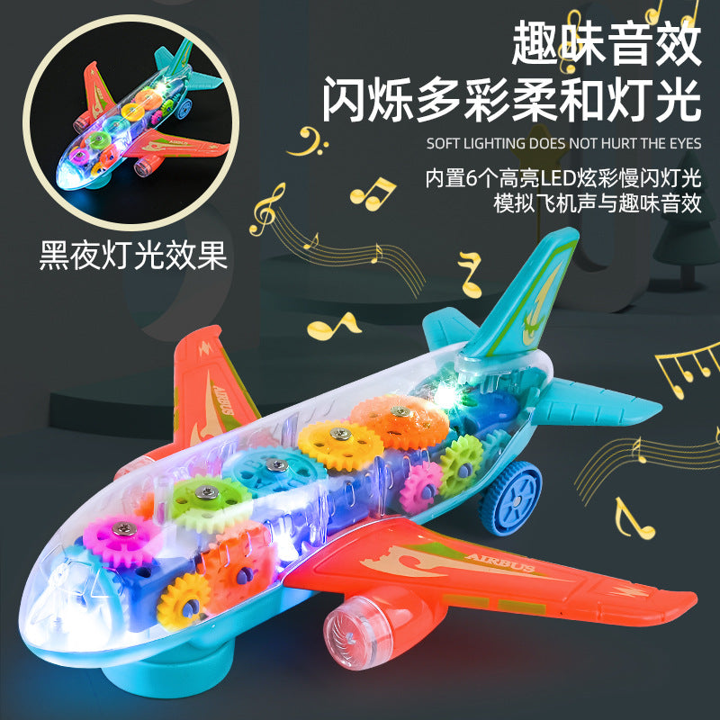 Electric Gear Plane with Universal Lighting, Music, Inertial Sliding, Obstacle Avoidance, Automatic Driving, Children's…