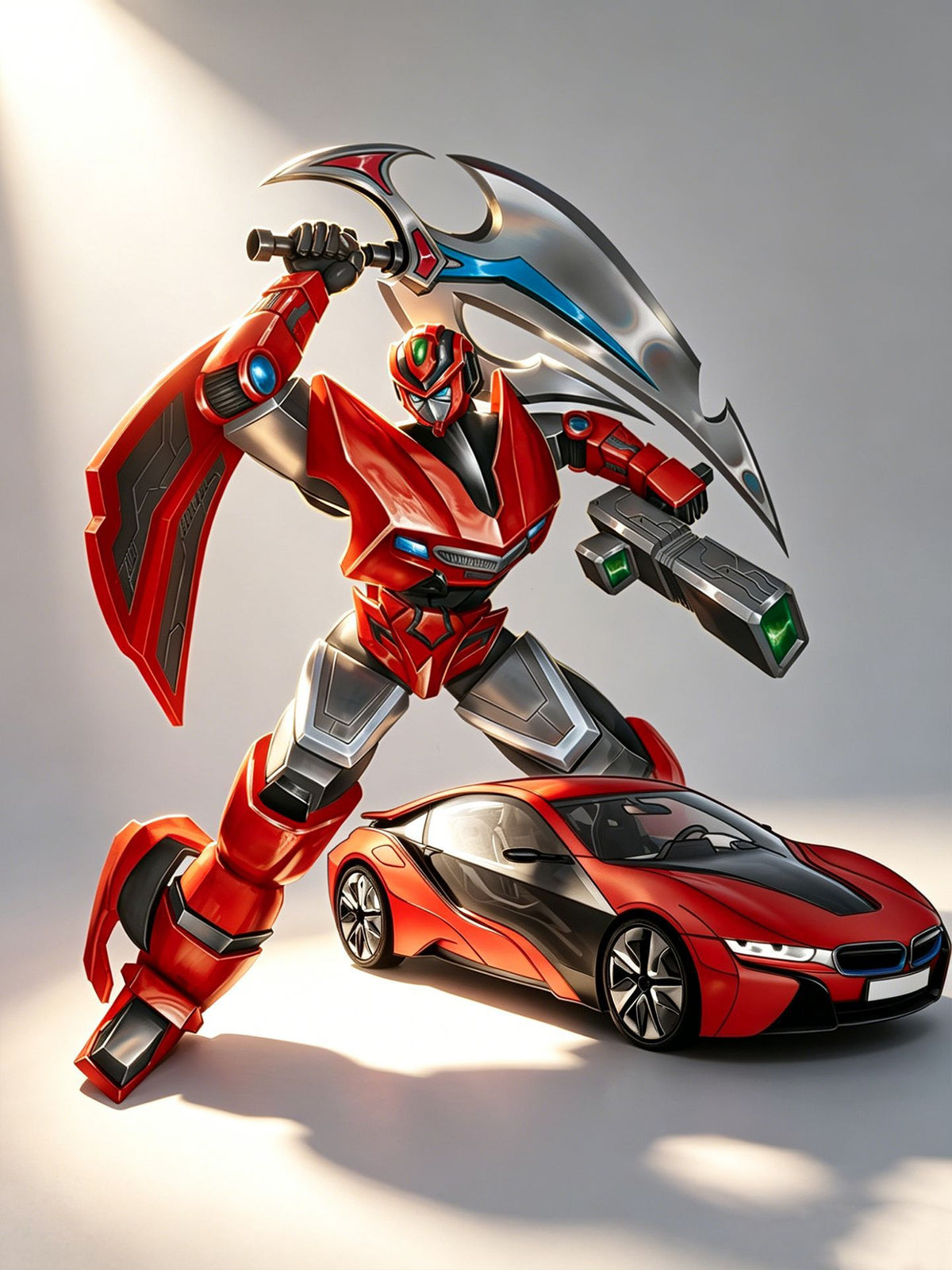 Cross-border Transforming Robot Model Children's Mecha Toy Dual-Form Car Action Figure Boys' Gift Set Wholesale - Red Mech…