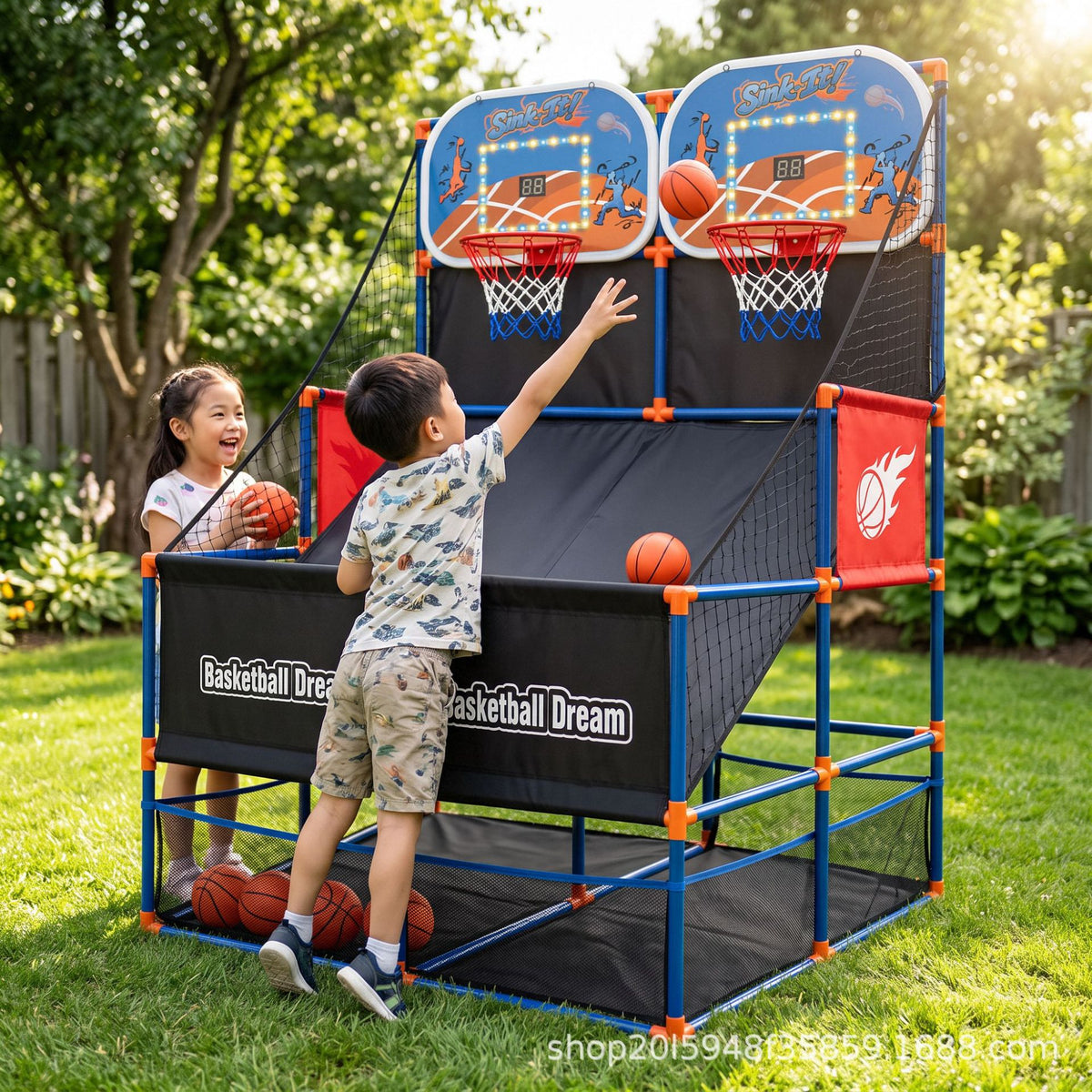 Cross-border best-selling two-player shooting machine with lights and scoring system, indoor and outdoor basketball stand…