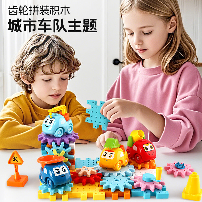 Electric Versatile Large Gear Building Blocks Kidsren's Educational Science and Education DIY Assembly Engineering Vehicle…