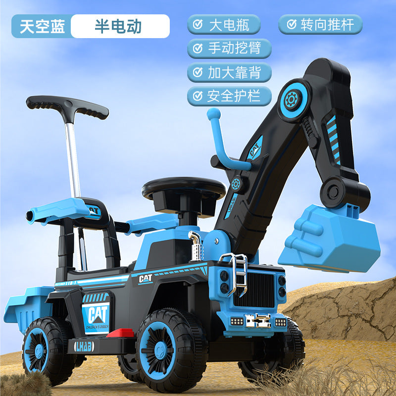 Children's Electric Excavator, Large Enough for Kids to Ride On, Suitable for Boys and Girls, Toy Construction Vehicle…