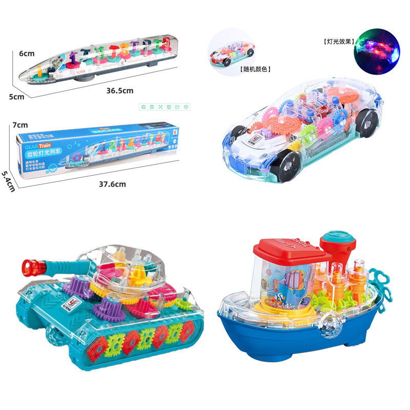 Children's Gear-Driven Electric Land Vehicle Car Toy for 1-3 Year Old Babies, Educational Enlightenment Toy with Lights and…