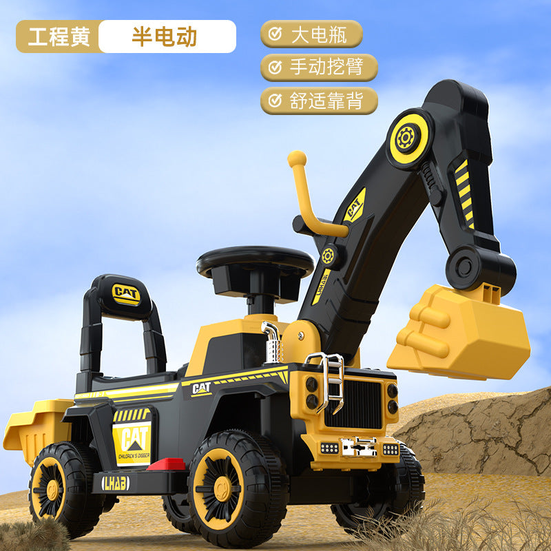 Children's Electric Excavator, Large Enough for Kids to Ride On, Suitable for Boys and Girls, Toy Construction Vehicle…