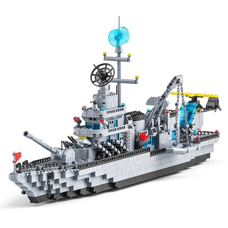 Military Assembly Building Blocks Aircraft Carrier Destroyer Rocket Ship Small Particle Children's Educational Toys Boys'…