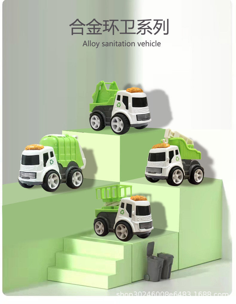 Explosive alloy fall-resistant car inertia car simulation car mini car children baby boy toy police car - Sanitation bare…