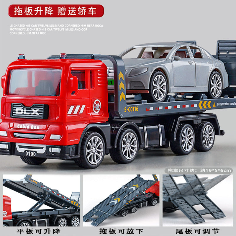 Delixin Kidsren's Rescue Trailer Artificial Flatbed Transporter Car Baby Educational Model Boy Toy Car - [urban rescue…