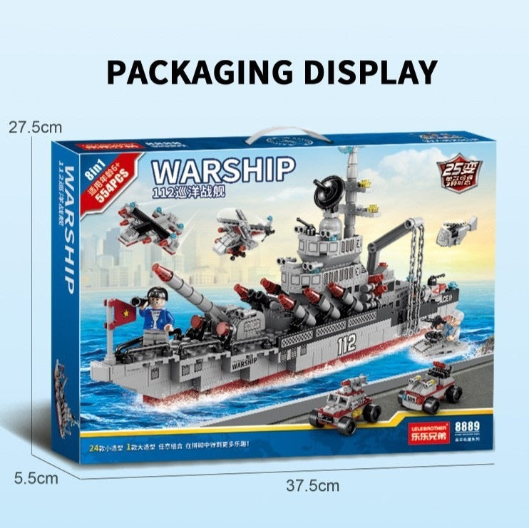 Military Assembly Building Blocks Aircraft Carrier Destroyer Rocket Ship Small Particle Children's Educational Toys Boys'…