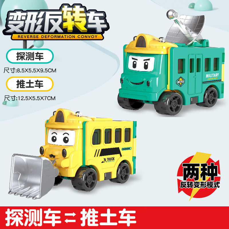 Transforming Toy School Bus Pull-Back Car for Children, Little Boys, and Babies' Birthday Gift - [2-in-1 reversing vehicle]…